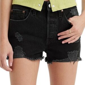 Levi's 501 Original Cutoff Denim Shorts 24 black (Stowaway)